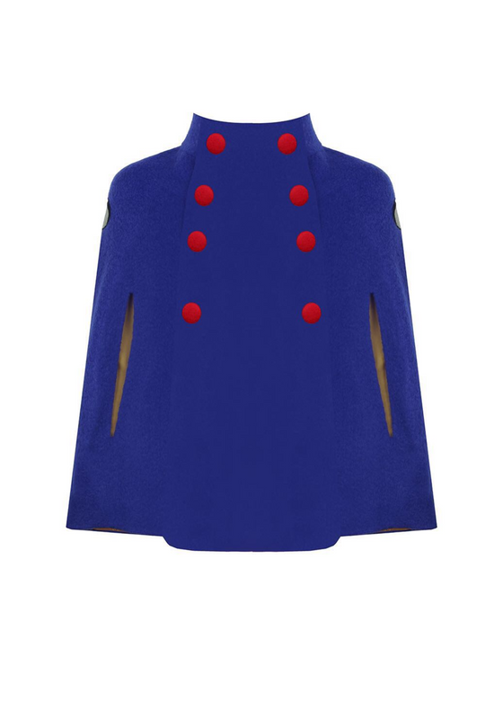 SAX WOOL CAPE WITH DRAGONFLY EMBROIDERY