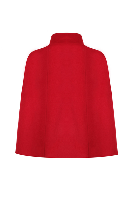 RED CASHMERE CAPE WITHOUT DRAGONFLY EMBROIDERY