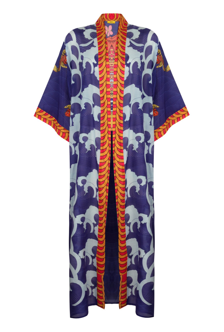 COTTON SILK MAXI CLASSIC SLEEVED KIMONO
