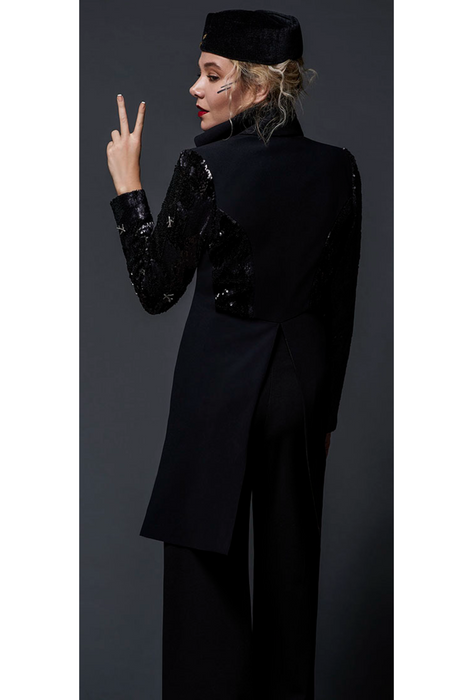 PAILETTE SLEEVE TAIL COAT