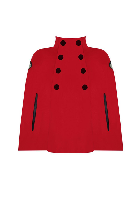 RED CASHMERE CAPE WITHOUT DRAGONFLY EMBROIDERY