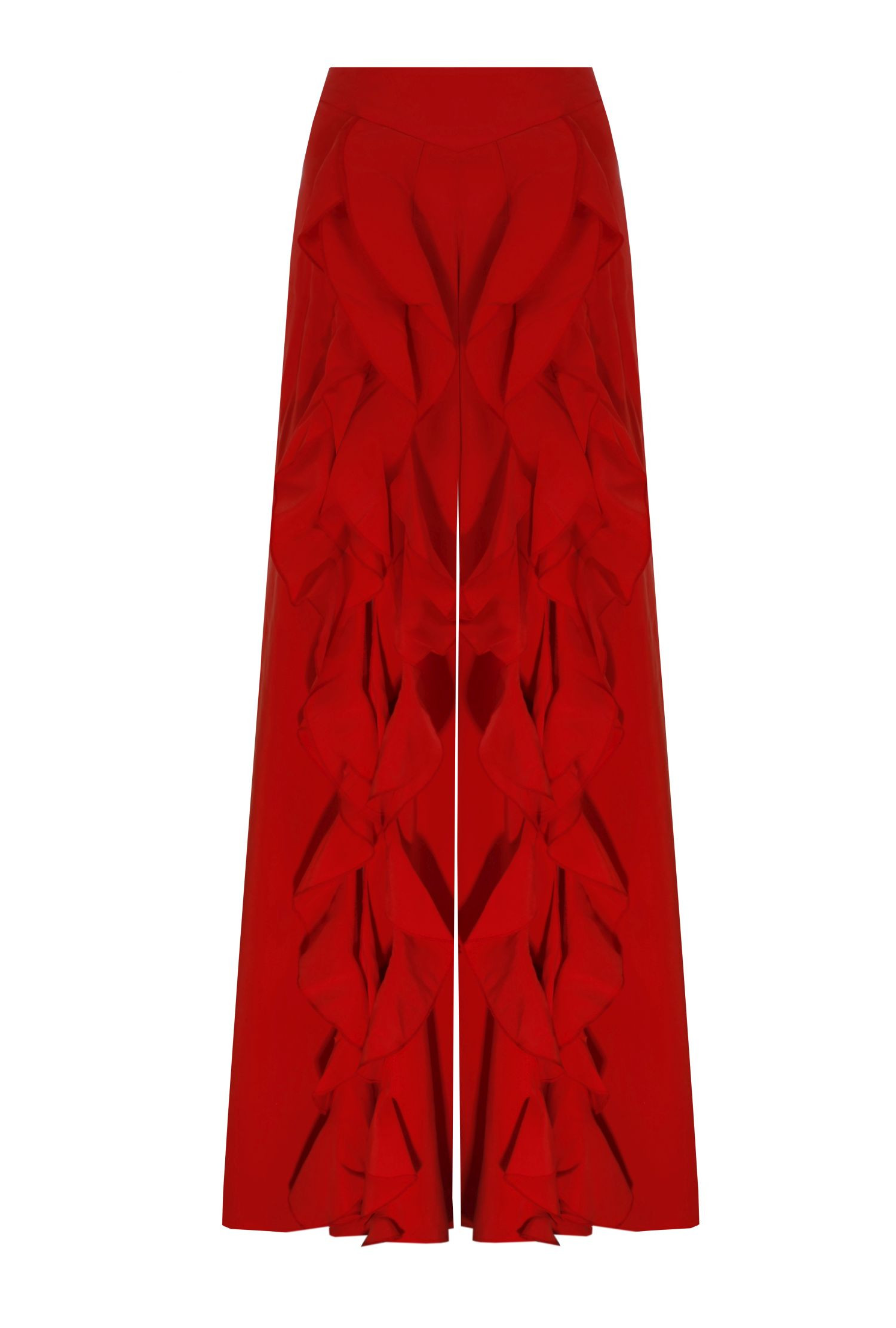 SCARLET COLORED FLARED TROUSERS