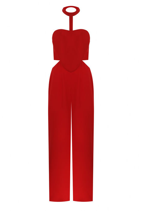 RED LOVE OVERALL ELBİSE