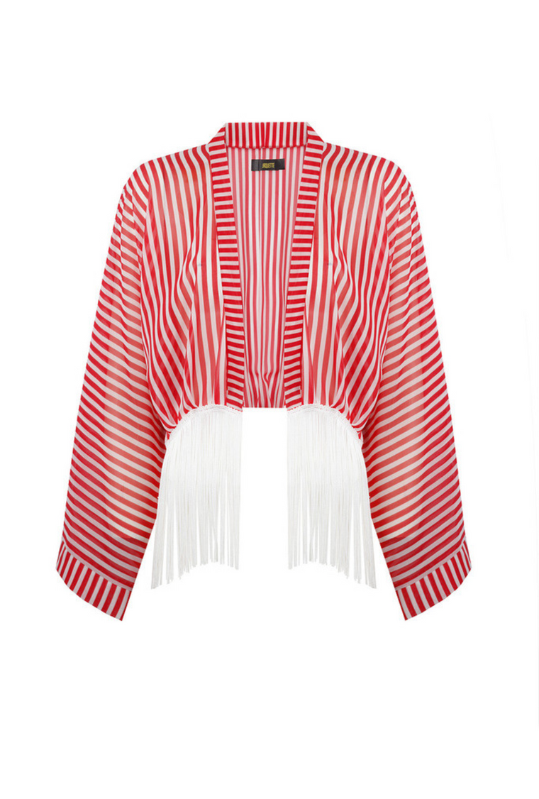RED STRIPED MINI KIMONO