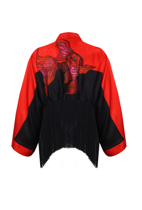BLACK & RED GOLDFISH KIMONO