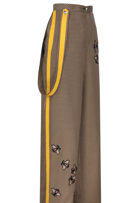 BEE EMBROIDERED WOOL TROUSERS
