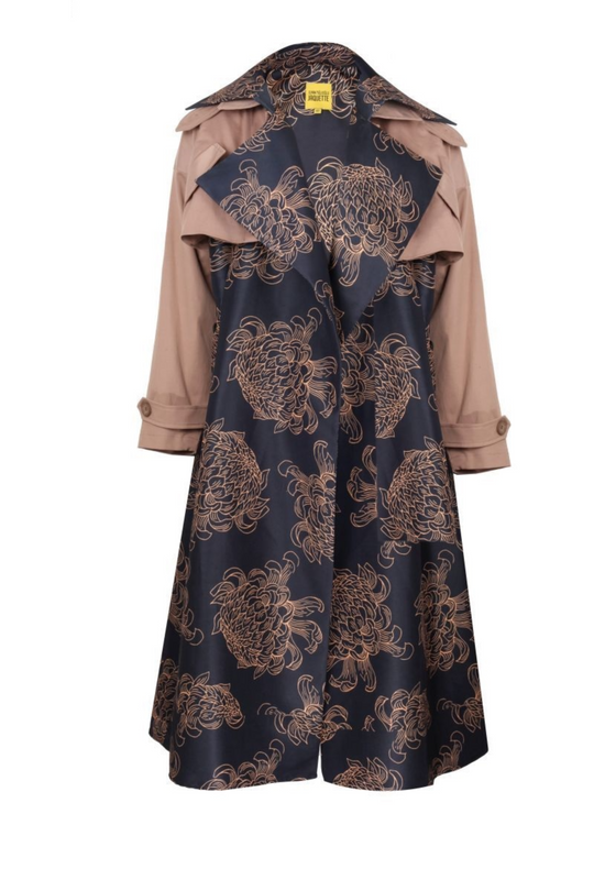 LEON PRINTED OVERSIZE TRENCHCOAT