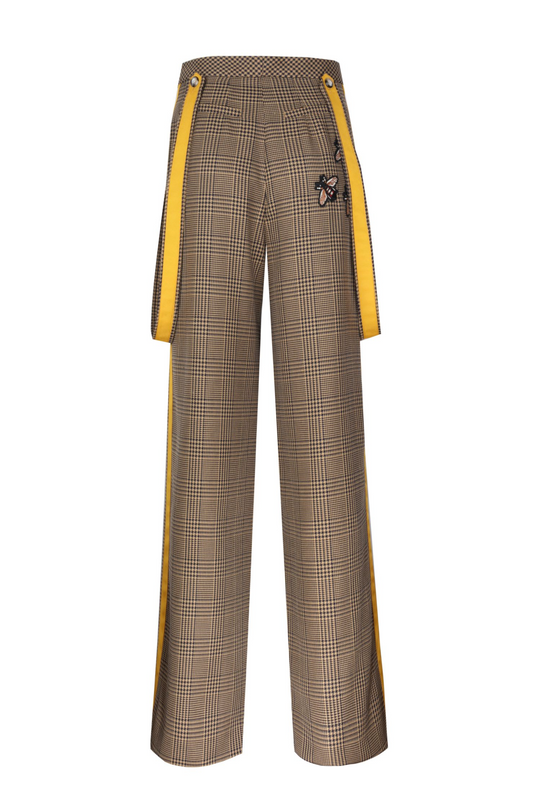 BEE EMBROIDERED WOOL TROUSERS