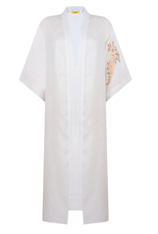 WHITE LINEN KIMONO